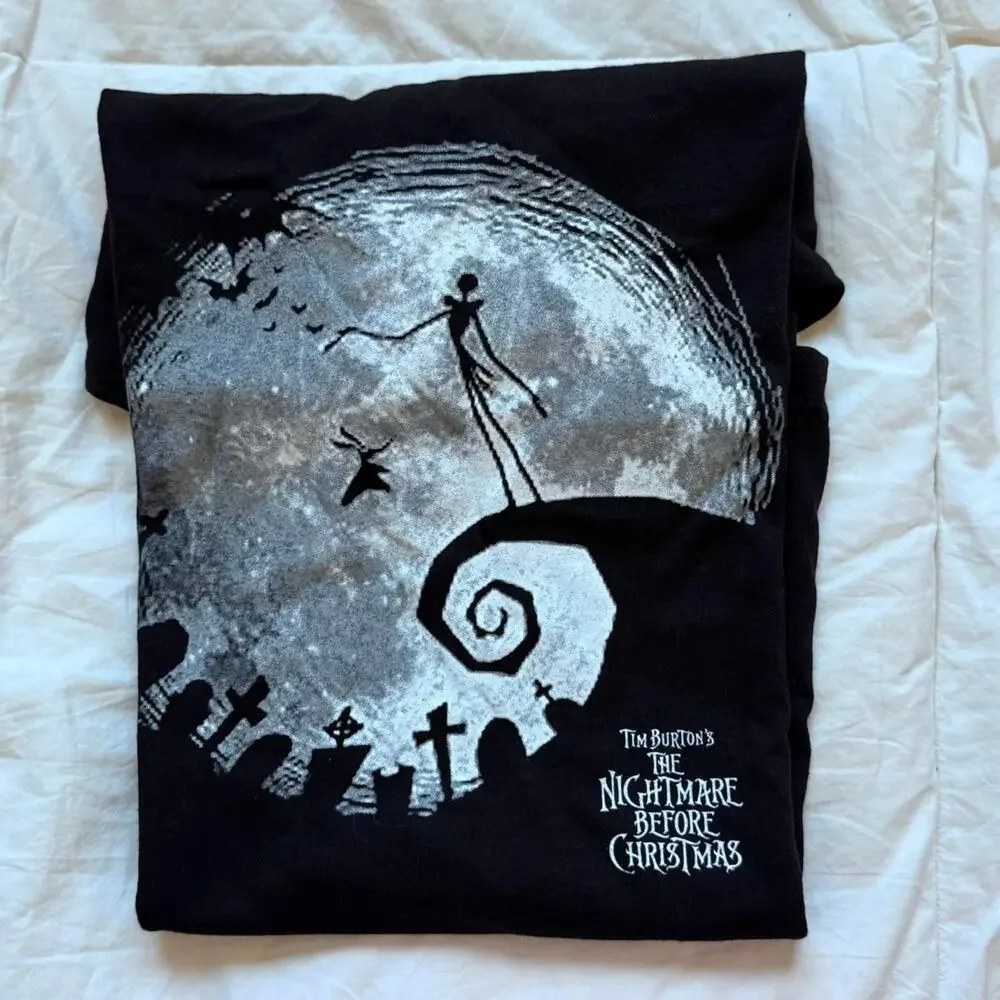 Nightmare before christmas black graphic t shirt S emo goth y2k hot topic casual